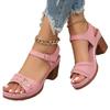 Coarse Heeled Sandals for Women's Outdoor Wear, Summer New Style Coarse Heeled Plus Size High-heeled Sandals for Women's Casual Comfort