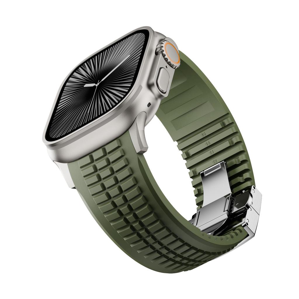 Силиконовый ремешок TPU для Apple Watch Band Ultra 3 49мм 46мм 45мм 44мм Браслет титанового цвета для IWatch Серии 11 10 9 8 SE 7 6 5