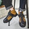 Высококачественная повседневная обувь Мужские ботинки Модные высокие повседневные туфли на шнуровке для отдыха Универсальные мужские ботинки Нескользящие трендовые резиновые