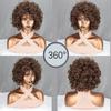 MISS WIG Коричневый смешанный золотой короткий вьющийся парик, африканские кудри, женский большой парик в рулонах, повседневный косплей, синтетический парик из высокотемпературного волокна