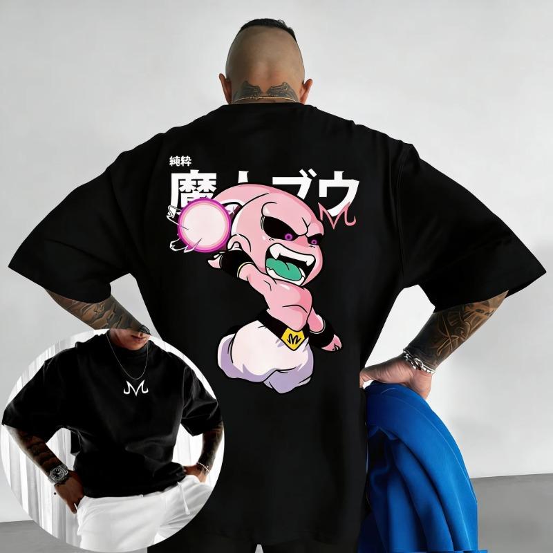 2026 Новая хлопковая футболка с принтом Dragon Ball Лето Новый Маджин Буу Мужская и женская Уличный Хип-хоп Повседневная футболка с коротким рукавом