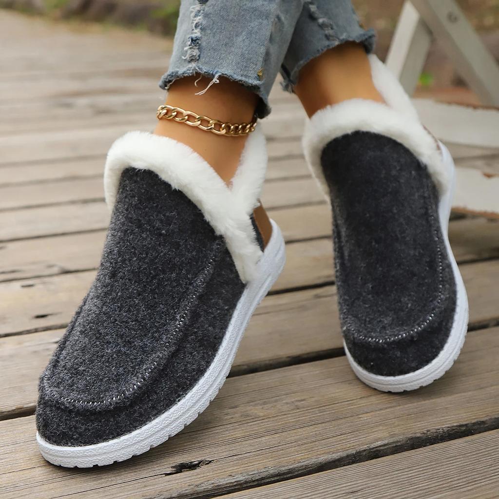 Fashion Women's Winter High-top Cotton Shoes Outdoor Non-slip Women Lightweight Ankle Snow Boots Round-toe Warm Short-tube Women's Shoes