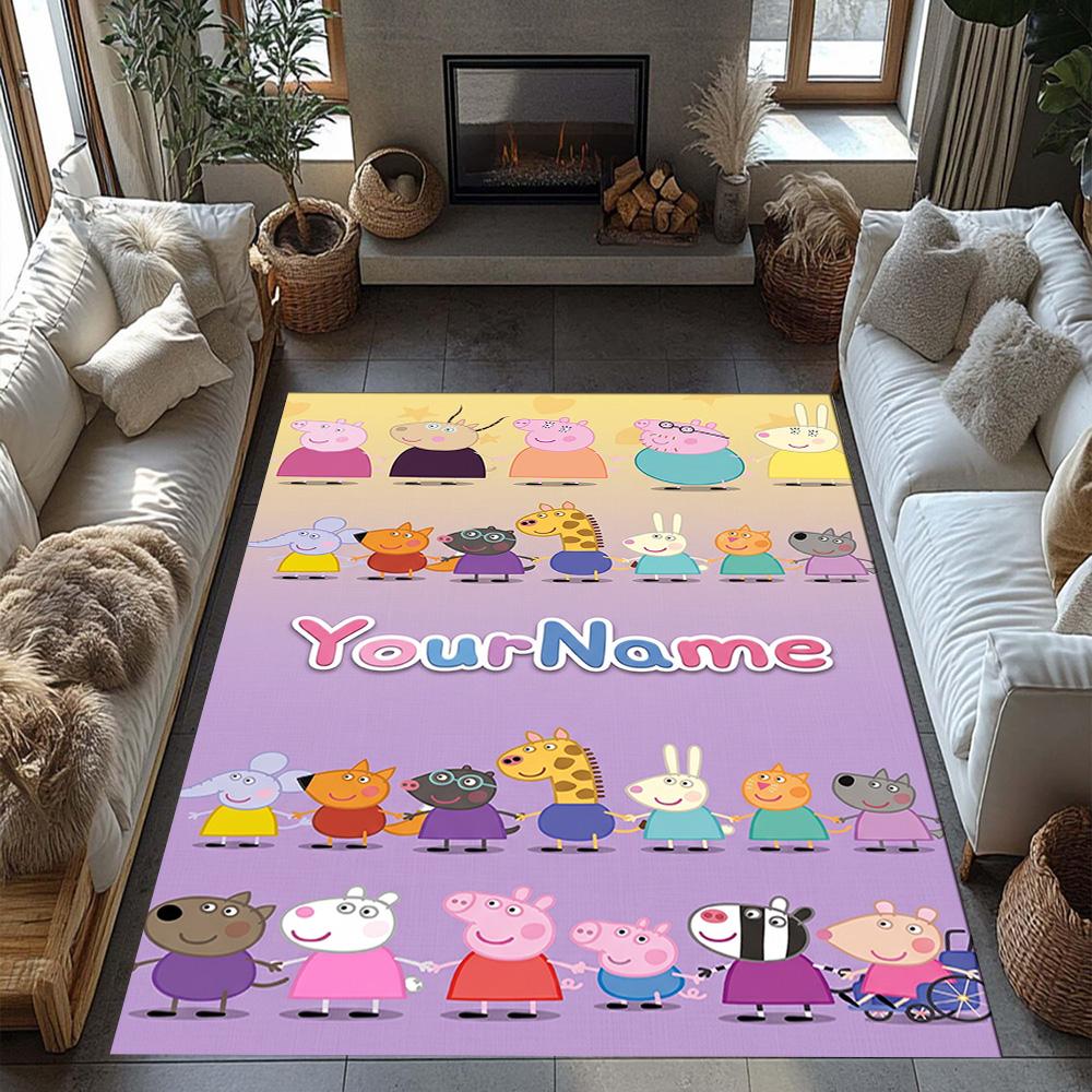 Peppa Pig Customize Your Name Floor Mat Design for Decorate room Foyer Bedrooms Entryway Antislip Carpet Office home decor