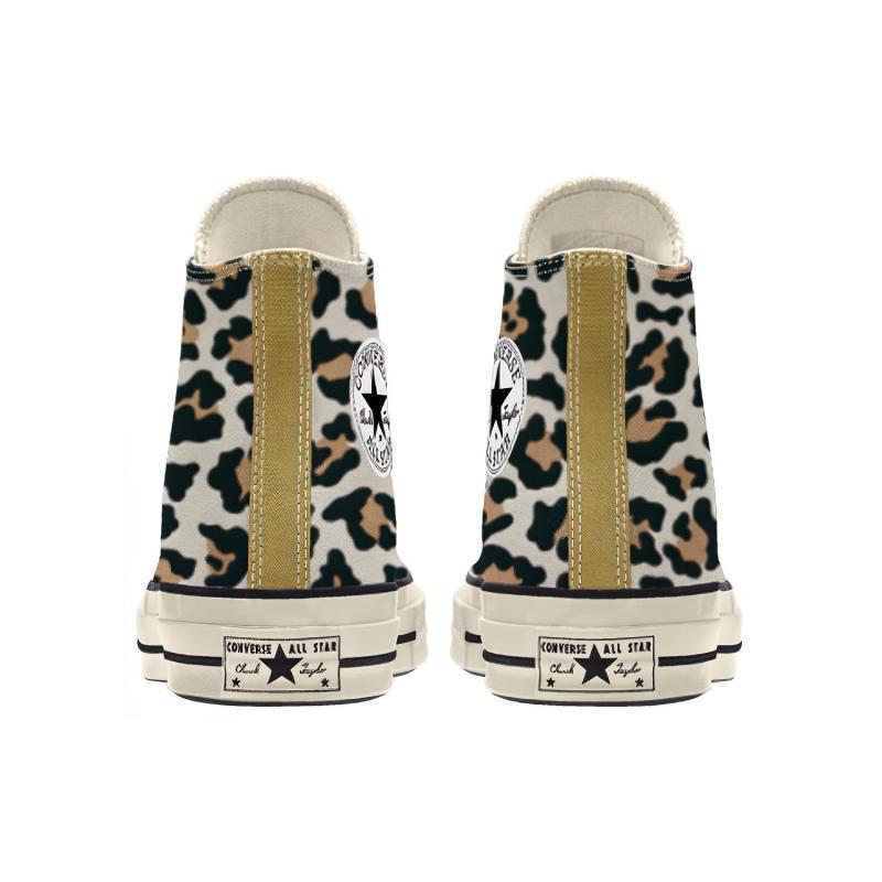Converse 1970s Comfortable and Versatile High-Top Canvas Shoes for Both Men and Women Leopard Print Black
