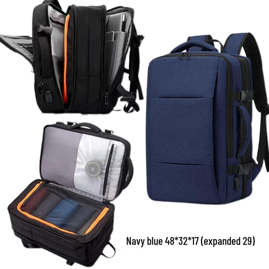 Расширяемый рюкзак для трансграничных путешествий большой вместимости, с разделением на мокрое/сухое и многофункциональным дизайном для бизнеса, школы и путешествий.