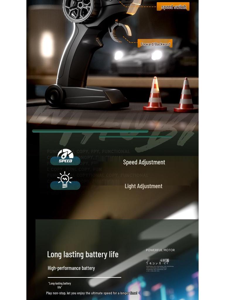 Высокоскоростная RC дрифт-машина: Полноприводный, Электрические огни, Гоночная игрушка с дистанционным управлением для детей