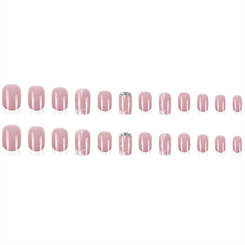 Полное покрытие, французские накладные ногти, квадратная головка, пресс для ногтей, модные типсы для ногтей для девочек