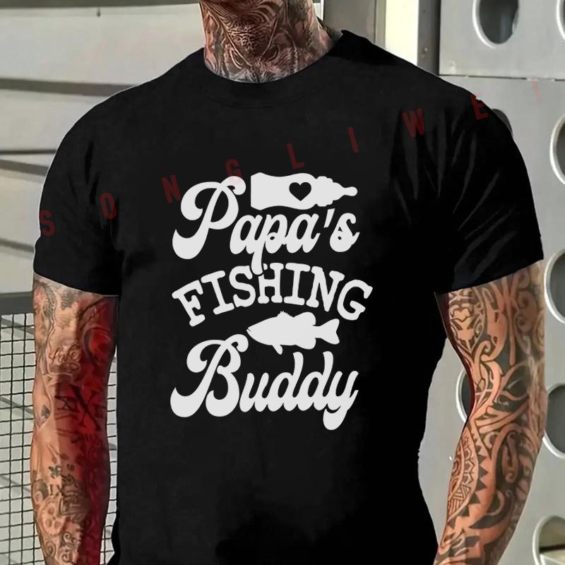 2026 Papas Fishing Buddy Motorcycle Tshirt Mens Cycling Sportswear Short Sleeve Top Tee