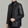 Middle-aged Leather Jacket Men's Dad's Clothing Thickened Sheepskin Jacket Large Size Casual Jacket Down Lining Removable