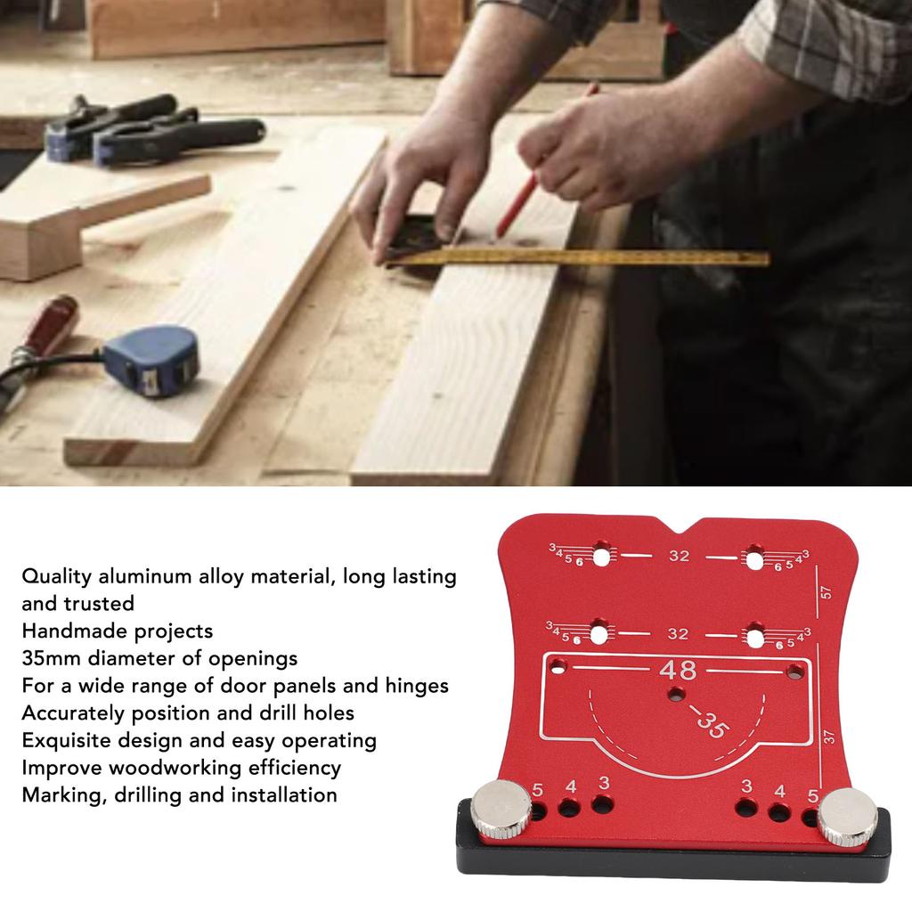 Cabinet Door Hinge Jig 35mm  Hardware Drilling Marking Template Aluminum Alloy Cabinet Hardware Marking Template