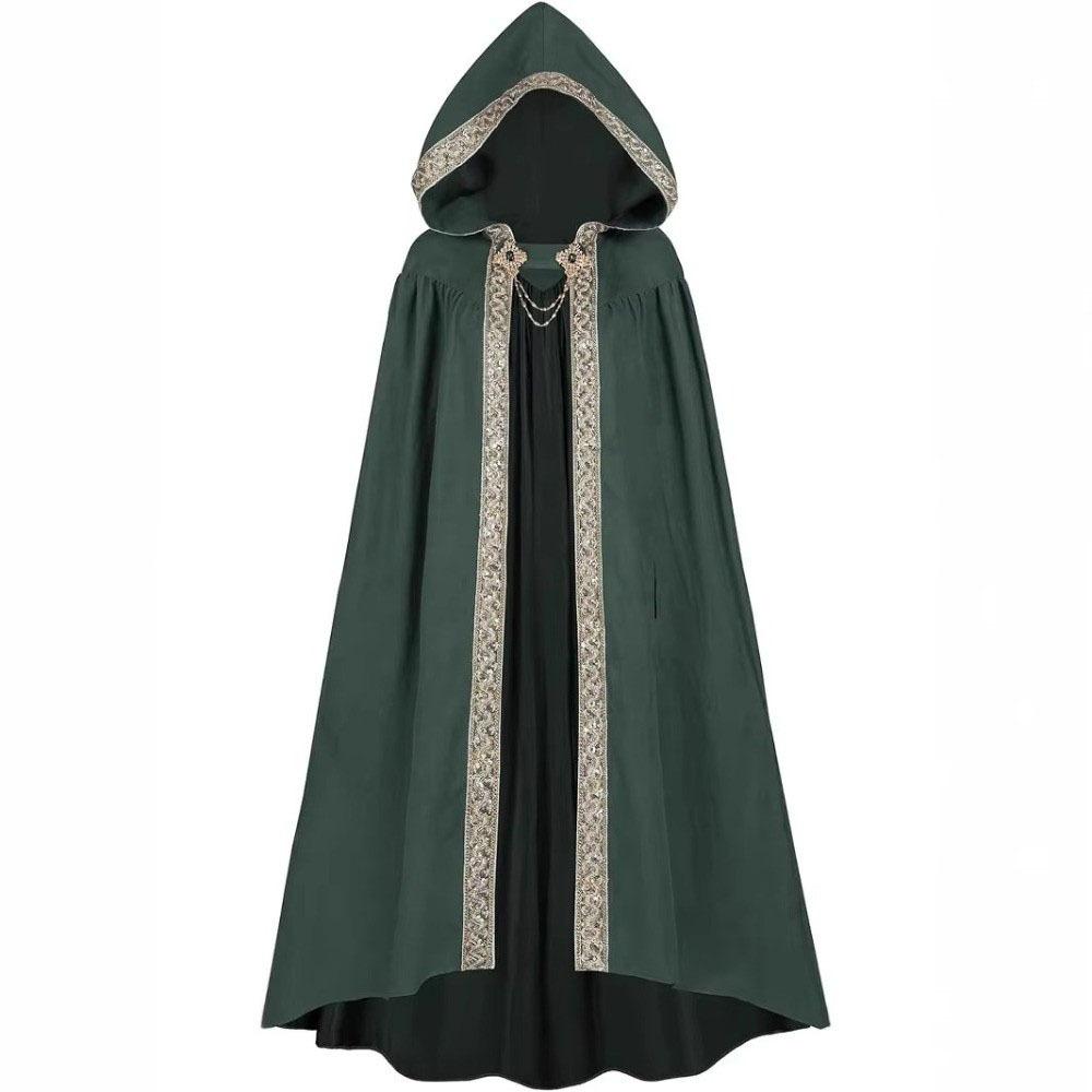 Pastoral Ribbon Edge Medieval Cloak Fantasy Hooded Cape Warrior Cloak Halloween Cloak Adult