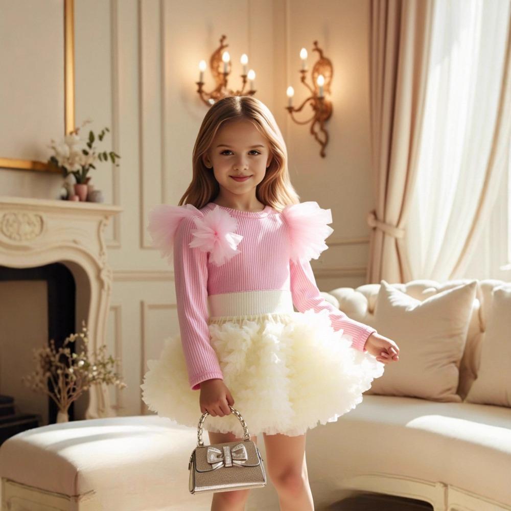 Girls' Long-Sleeve T-Shirt Spring/Fall Base Layer Girls' Mesh Top Base Layer High-Neck Long-Sleeve T-Shirt