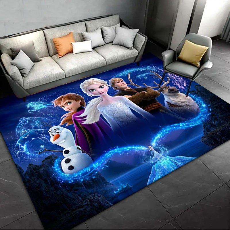 1 шт. Ковер с рисунком Disney Frozen Коврик для зоны Нескользящий ковер Ручная стирка Напольный коврик Подходит для гостиной Спальни Домашний декор