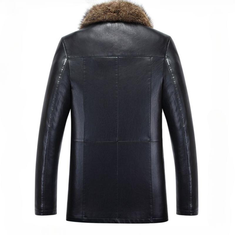 Новое зимнее пальто из овечьей кожи, мужское меховое интегрированное мужское пальто средней длины, толстое кожаное пальто на флисовой подкладке