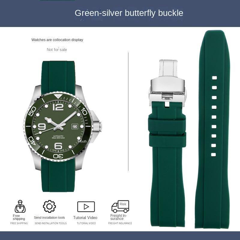 Резиновый силиконовый ремешок для Citizen Tissot Seiko Rolex с изогнутым концом, спортивный водонепроницаемый ремешок для часов, оранжевый браслет 18/19/20/21/22 мм