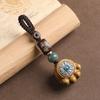 Pendant Sandalwood Cat Paw Keychain Chinese Style Spin Wheel Car Keychain  Decoration