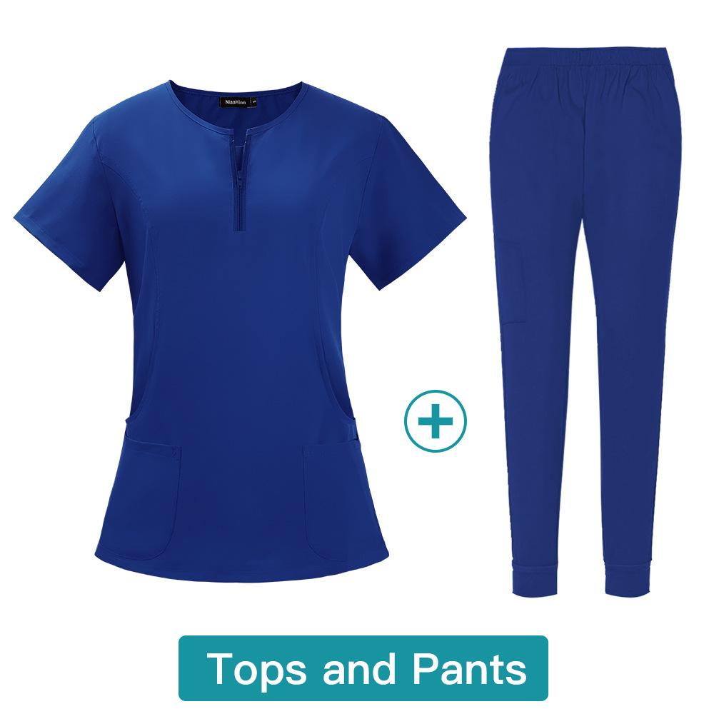 Men Women Polyester Rayon Spandex Stretchy Custom logo Medical Lab Nurse Uniforms Suits Hospital Uniform Unisex Scrubs Sets