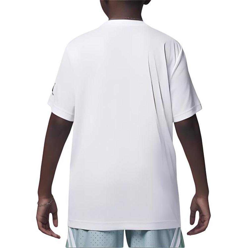 Jordan Dri-FIT Удобная, приятная на ощупь простая футболка с коротким рукавом с принтом для детей, топы белого, изумрудно-зеленого цвета HA2543-100