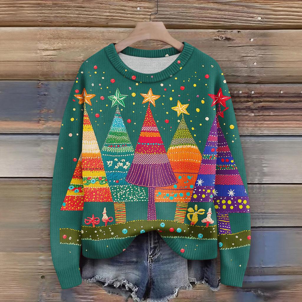 Women'S Christmas Sweater Cute Fun Christmas Sweater Fall And Winter Long Sleeve Knitted Sweater
