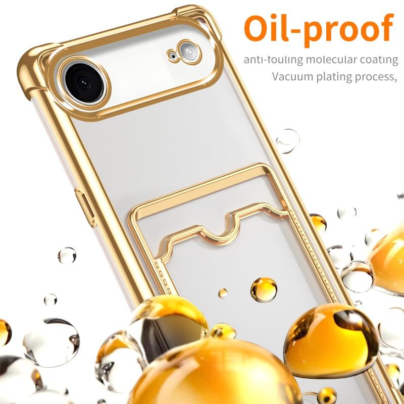 Прозрачный противоударный чехол с покрытием для iPhone 17 Air 17 Pro Max 16 Plus 15 14 13 12 Mini 11Pro с держателем для карт-кошелька, мягкая силиконовая крышка