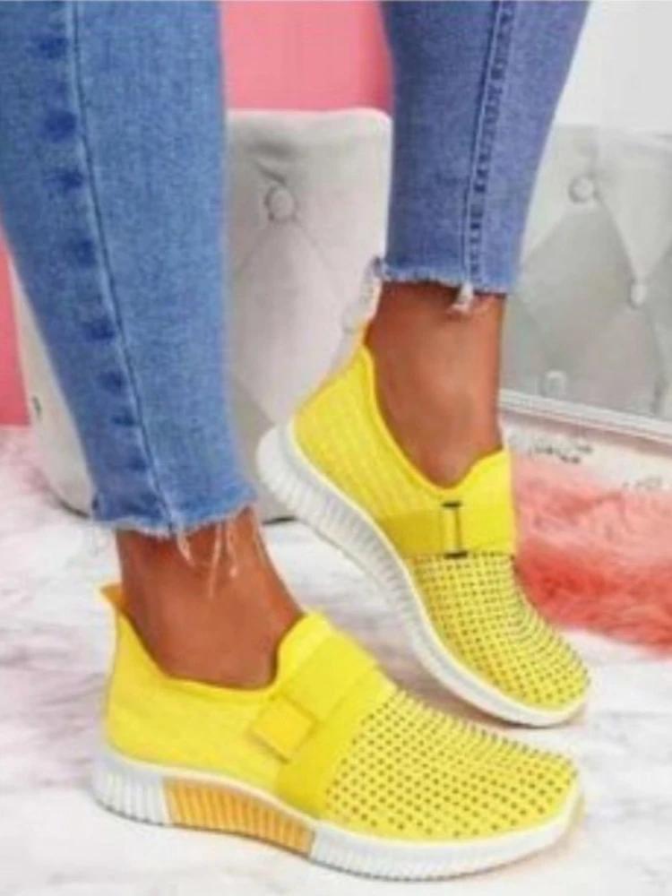 Обувь для женщин 2024 года, повседневная спортивная обувь на платформе, женская обувь на плоской подошве со стразами, женская мода, кроссовки больших размеров