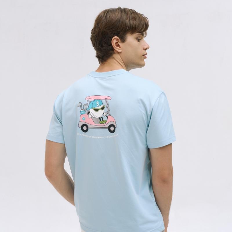 Goxo Men S Round Spandex T ShirT Sky Blue