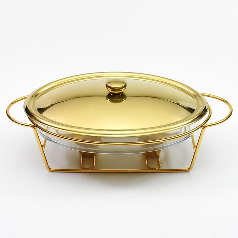 3 л Большая вместимость Яйцевидная стеклянная буфетная плита Ресторан Отель Контейнер для подогрева пищи Железное искусство Спиртовая плита для хот-пота