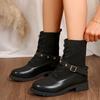 Распродажа модной женской обуви 2024 года, новые женские ботинки на шнуровке, осенние, с круглым носком, однотонные, короткие, на толстом каблуке, модные ботинки большого размера