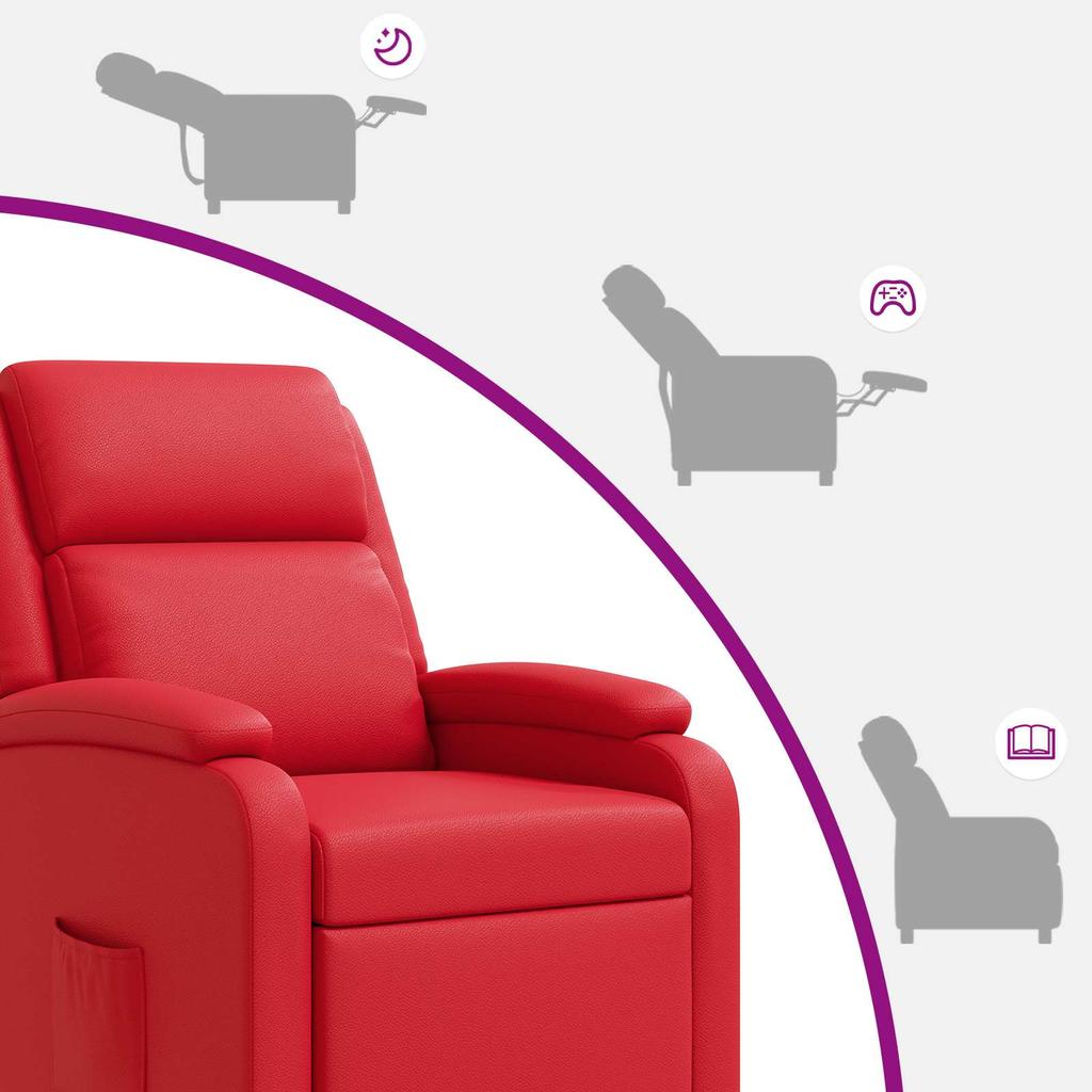 Recliner Chair Red Artificial Leather