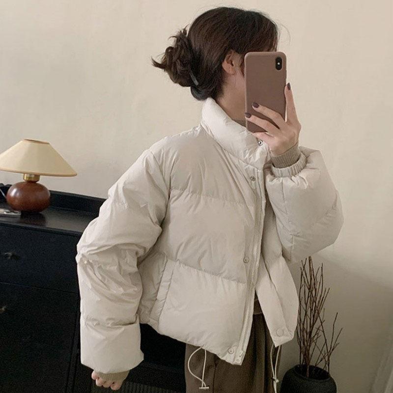 Милая короткая куртка-пуховик женская восточная новая стойка воротник маленькая белая куртка-пуховик на утке куртка