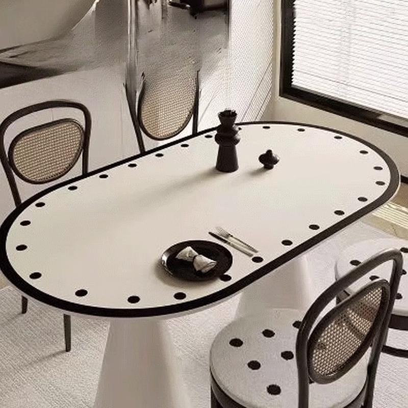 Овальный кожаный коврик для стола с текстурой овчины, устойчивый к пятнам