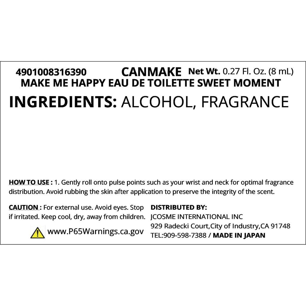 Canmake Make Me Happy Eau de Toilette SWEET MOMENT 8ml Fragrance Type Floral Bouquet Roll-on