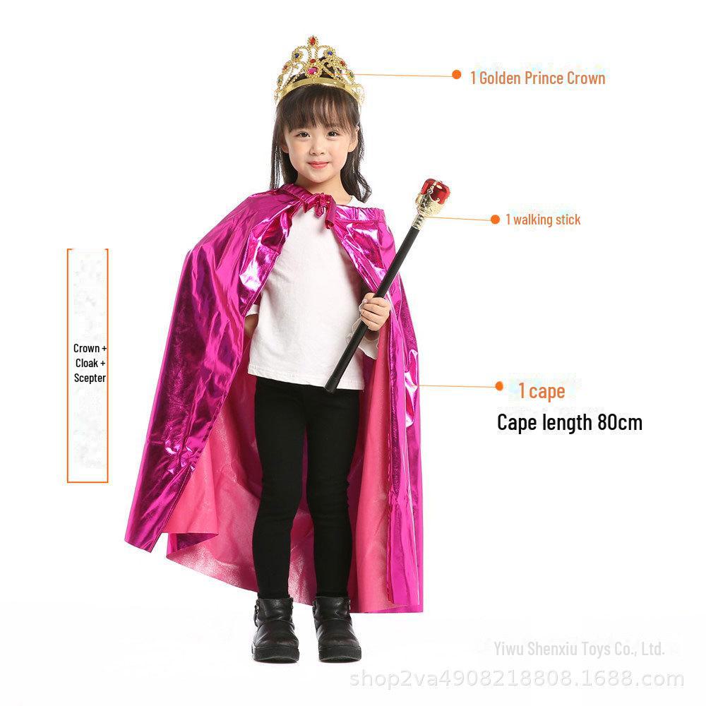 Детский плащ принцессы и короля на Хэллоуин - 80 см, ярко-золотой и серебряный
