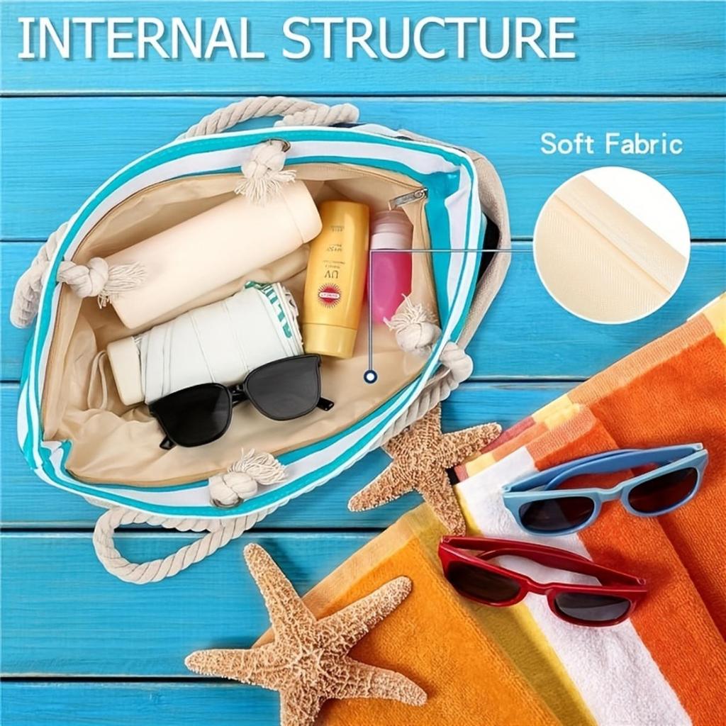 Повседневная полосатая холщовая сумка для женщин, большая вместительная наплечная сумка, хозяйственная сумка для покупок, студенческий рюкзак для школы, путешествий, пляжа