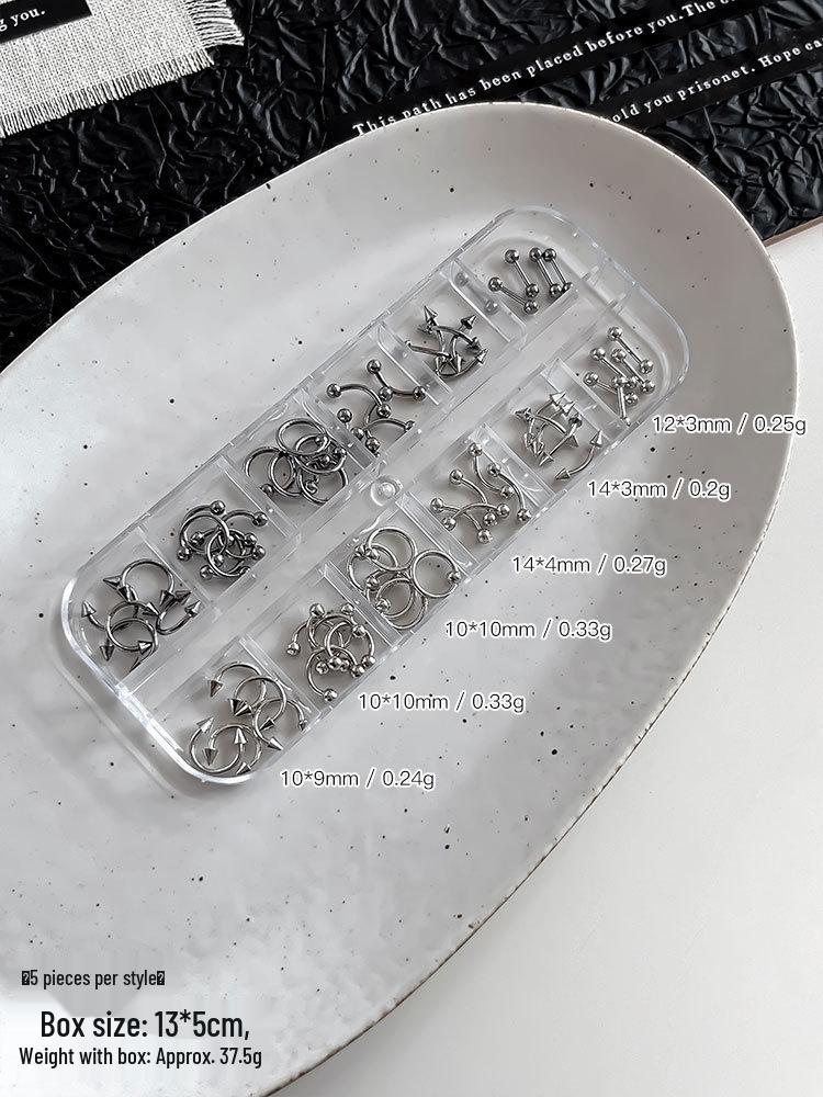 Cross 6-Grid Nail Art Rivet Ornaments: Mixed Punk Style Metal Rings for Hot Girl Nails