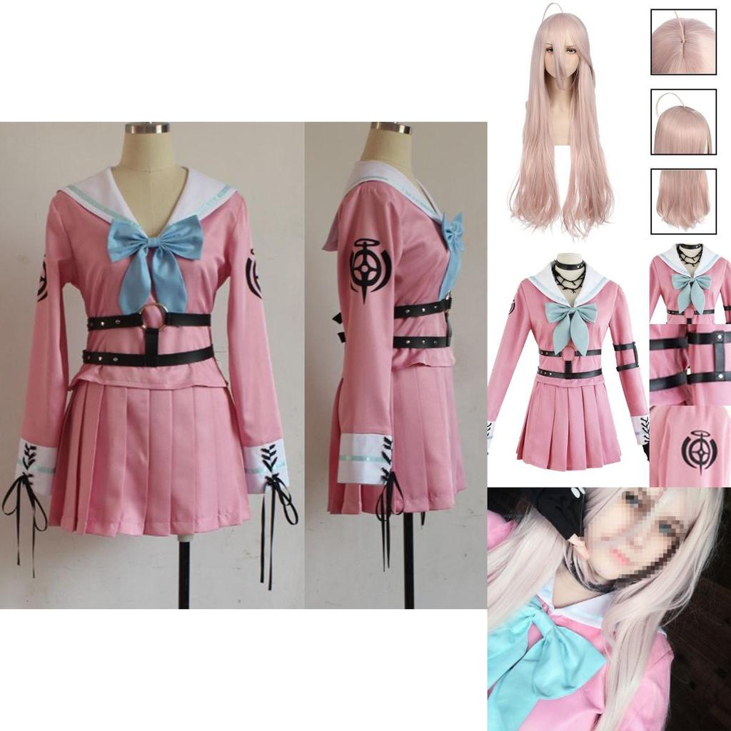 Косплей костюм Ирумы Миу из Danganronpa V3, шикарный костюм-униформа, полный комплект в розовом и белом цвете