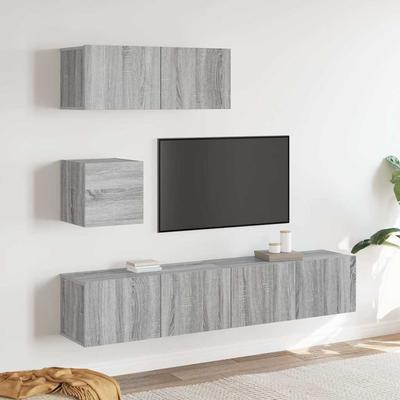 vidaXL 4-tlg. TV-Schrank-Set Grau Sonoma Holzwerkstoff