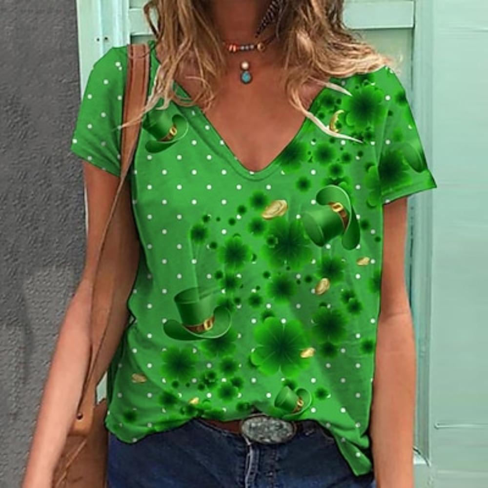 St. Patrick's Day Shamrock Irish T-shirt Cartoon Manga Anime Graphic For Women's Adults' Saint Patrick's Day 3D Print Casual Daily Festival
