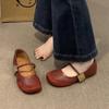 Soft Leather Retro Round Head Metal Buckle Mary Jane Single Female 2024 Spring Korean Version New Ugly Cute Mori Small Leather Shoes Female