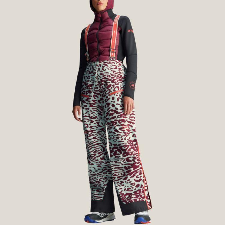 Adidas X Stella McCartney Truenature 2L Tracksuit Bottoms Fashion Print Comfortable Overalls Women Bottoms Steam-Green Dark-Red IW3872