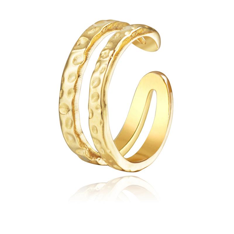 Кольцо с регулируемым отверстием из титановой стали, покрытое настоящим золотом, не выцветает, модное, универсальное, легкое, роскошное кольцо из нержавеющей стали