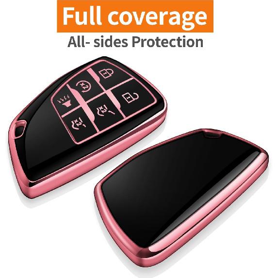 Sindeda Чехол для ключа-брелока Chevy с брелоком Мягкий Полная защита Чехол для ключа Чехол для ключа Совместим с -2025 GMC Yukon Tahoe Suburban 1500 2500HD