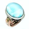 Натуральный Ларимар Драгоценный Камень 925 Проба Стерлинговое Серебро Двухцветное Подарочное Кольцо S.9 l8F25