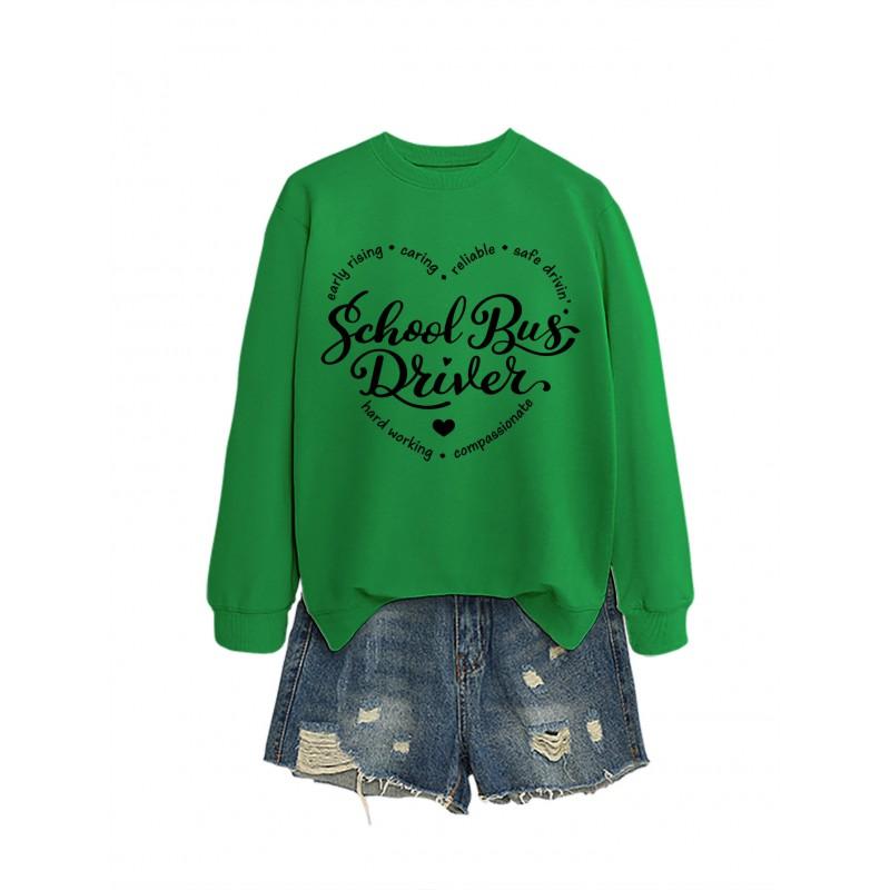 Womens Casual Oversized Crewneck Long Sleeve Cotton Sweatshirt With Graphic Print Daily Wear