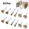 12pcs/Set Wire Brushes Kit Bowl Type 15mm Straight Type 8mm T Type 22mm