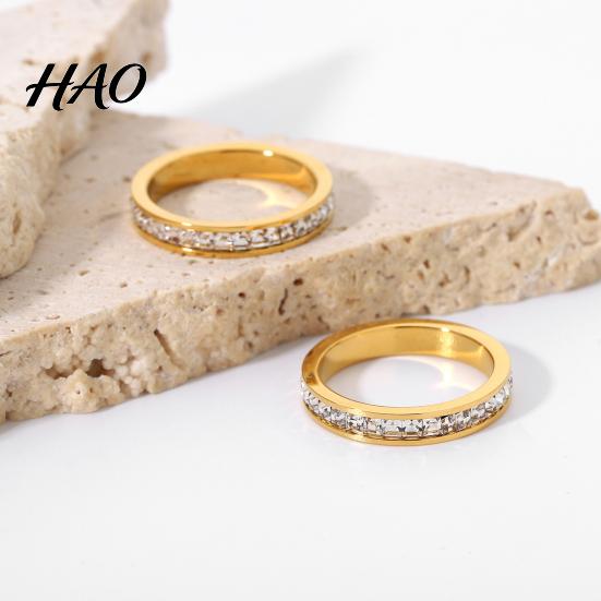 Engagement Ring Smooth Surface Noble Couple Square Wedding Cubic Zirconia Jewelry Accessory