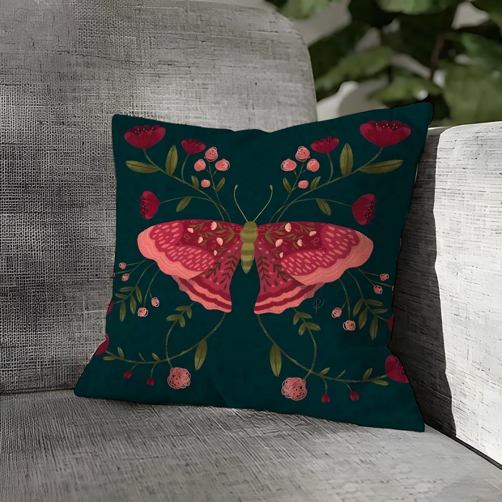 Colorful Plant And Insect Home Pillow Case Linen Pillows Case Cushions Case Sofa Pillows Case Decor Home