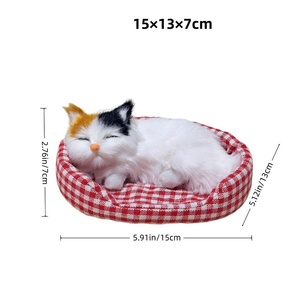Кавайный Кот Имитация Меха Модель Кота на Подушке Реалистичная Спящая Игрушка-Кот Изысканная Мягкая Фигурка Плюшевого Животного Подарки для Детей