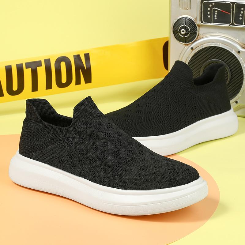 Весенне-осенние спортивные мужские кроссовки из дышащего трикотажа, пара, высокие, носки-обувь, большой размер, с закрытой стопой, повседневная ленивая обувь на платформе
