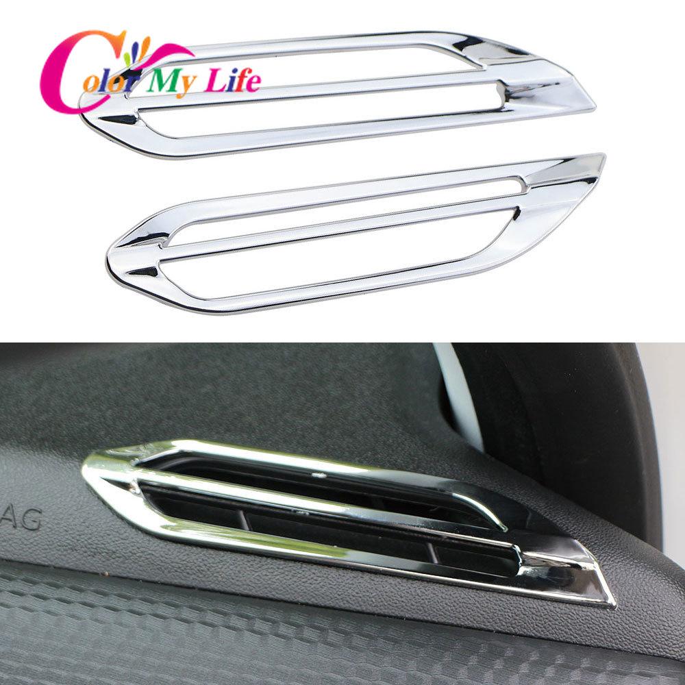 Color My Life 2 шт. ABS хром внутренняя отделка вентиляционного отверстия для кондиционирования воздуха наклейка с блестками для Peugeot 2008 208 2013-2017